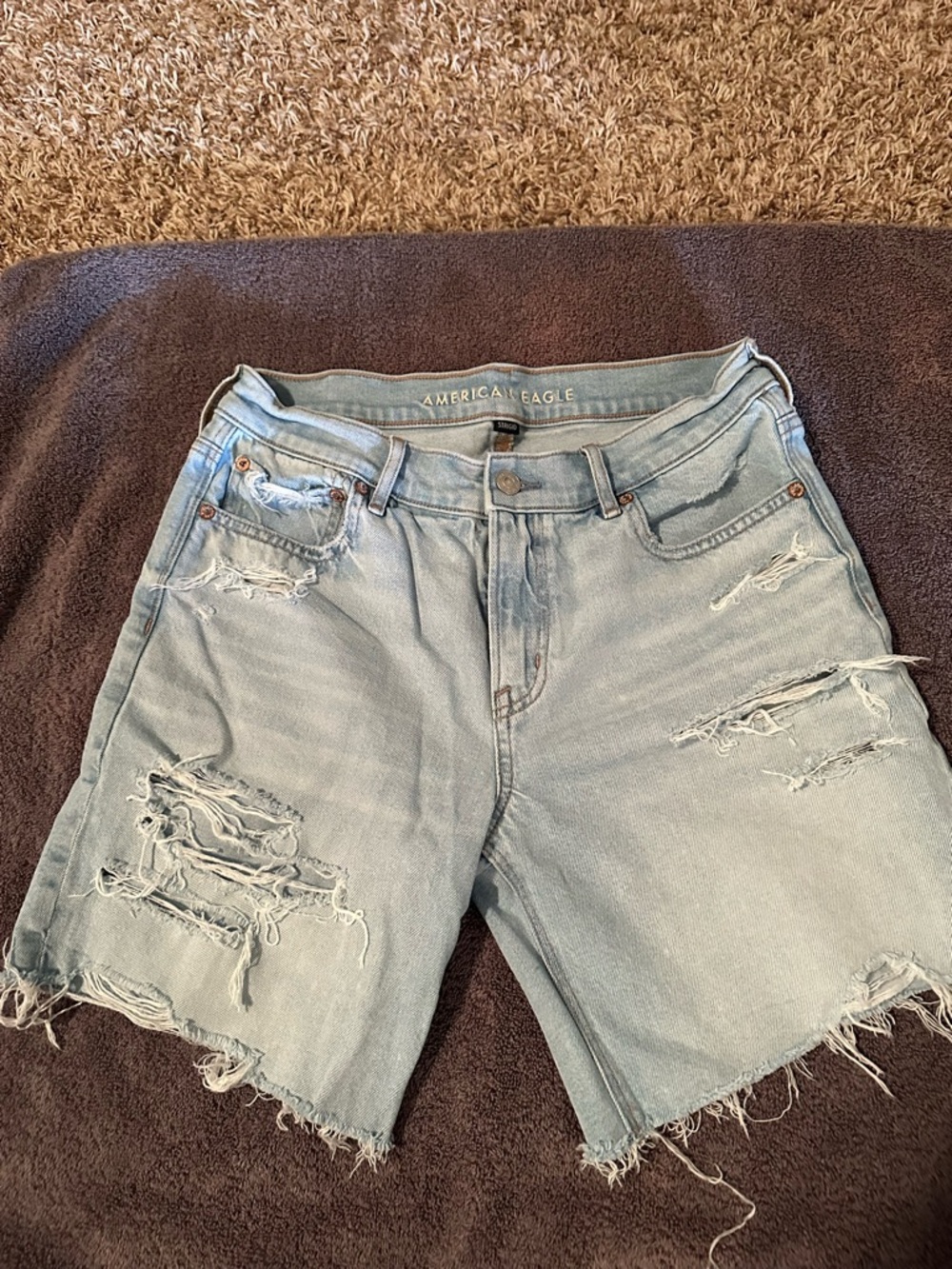 American Eagle Outfitters Light Wash Distressed Denim Shorts